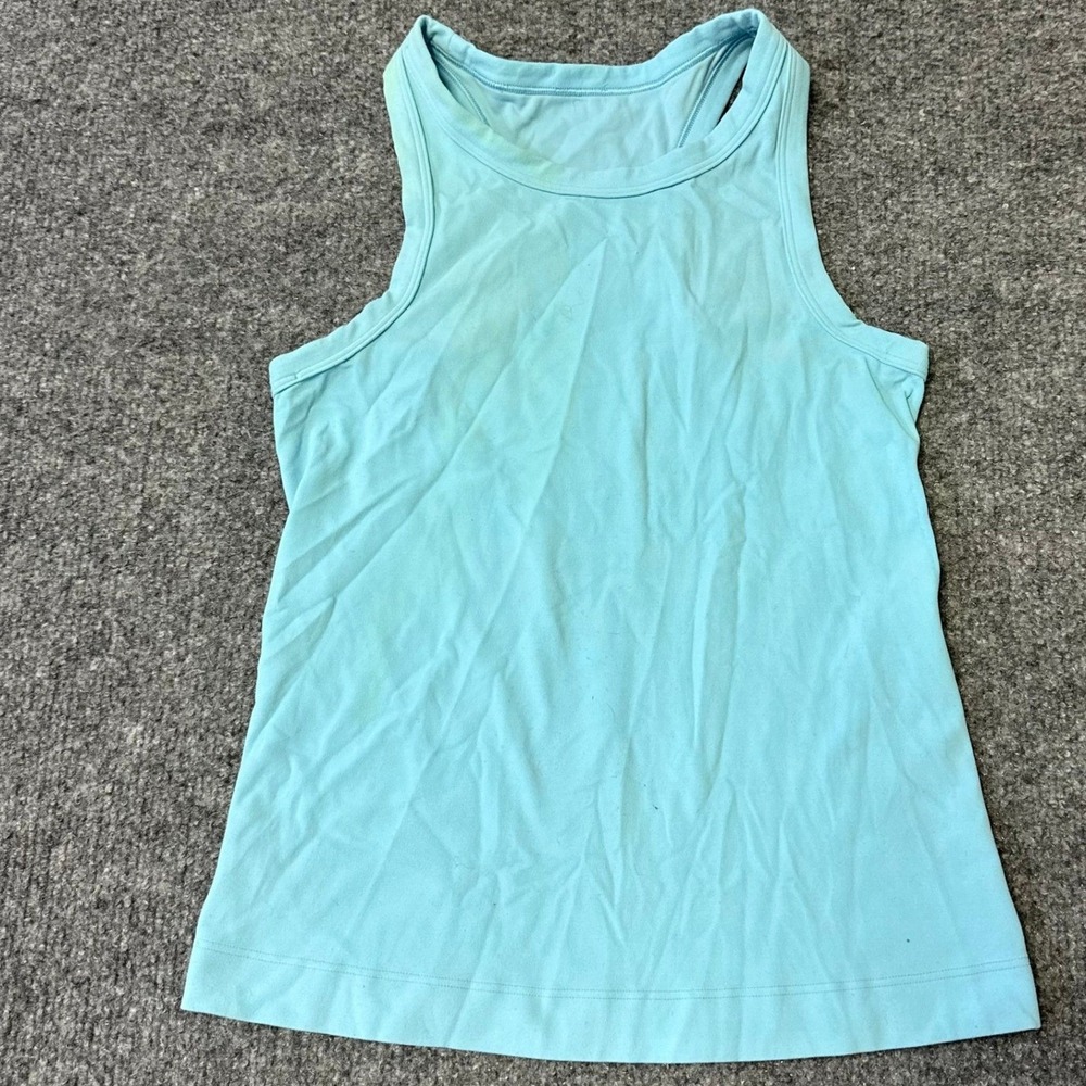 Lululemon Tank Top Womens Size 2 Blue Racerback Athletic Yoga Activewear Stained